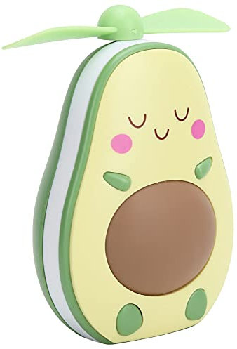 ZLXHDL Portable Fan, Mini Fan with Makeup Mirror USB LED Rechargeable Cooling Avocado Style Accessory for Desk Handheld(Yellow)