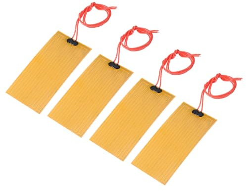 sourcing map Heizfolie Heizplatte, 12V 14W Polyimid Heizmatte, 4 Stk | Selbstklebende PI Heizelemente Folie 100mmx50mm Heizstreifen für konstante Temperatur