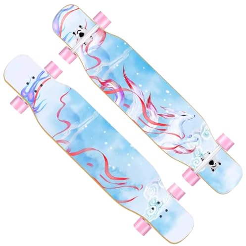 Longboard für Kinder Erwachsene Anfänger, Skateboard Longboards für Jungen Mädchen und Teenager, Longboard Komplettes Skateboard Surfskate für Downhill-Tanzen, Free-Style (Color : H)