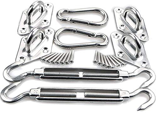 DSeenLeap Markisen-Befestigungssatz, 20-teilig, strapazierfähiges Sonnensegel, Hardware-Kit aus Edelstahl 304 für quadratische und dreieckige Sonnenschutzsegel für Garten, Rasen und Terrasse