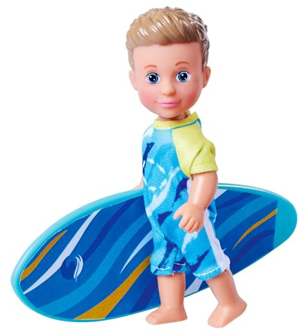 Simba Evi Love Timmy Surfer, Spielpuppe trägt EIN Cooles Surfoutfit inkl. Surfbrett, 12cm, ab 3 Jahren