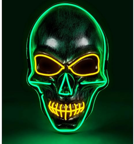 W WIDMANN MILANO Party Fashion - LED Totenkopf Maske | Leuchtendes Skelett- und Schädel-Design, gruseliges Kostüm-Accessoire, Kostümzubehör für Halloween & Karneval