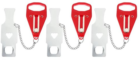 PATIKIL Serrure de porte d'hôtel, 3 Pack Serrure supplémentaire robuste pour une intimité et une sécurité supplémentaires Parfait pour les voyages Appartement Trou unique Rouge