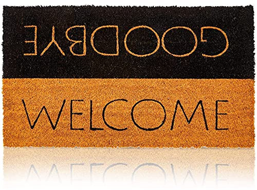 WUNDHL Welcome Goodbye Doormat, Goodbye Coco Coir Mat, Nonslip 24x16in