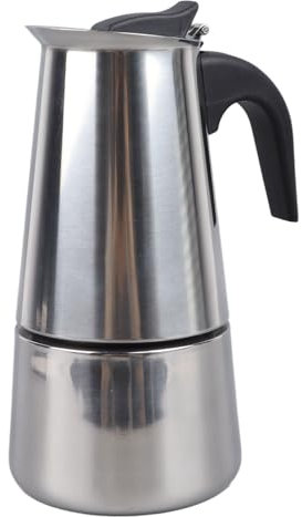aqxreight Moka da 6 Tazze in Acciaio Inossidabile, Caffettiera Italiana con Piano Cottura Dal Design Italiano, Leggera e Resistente, Adatta per Stufe a Gas, Elettriche e in Ceramica,