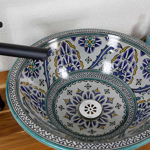 Casa Moro Sink without tap hole, round, ceramic countertop sink for bathroom and guest toilet, built-in sink and without overflow/washbasin, countertop basin