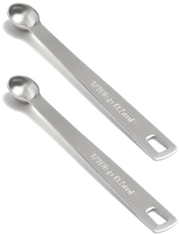 BERYLER 2PCS 1/10 Teaspoon(1/10tsp, 0.5ml) Single Tiny Measuring Spoon, Small Individual Stainless Steel Measure Spoons Only