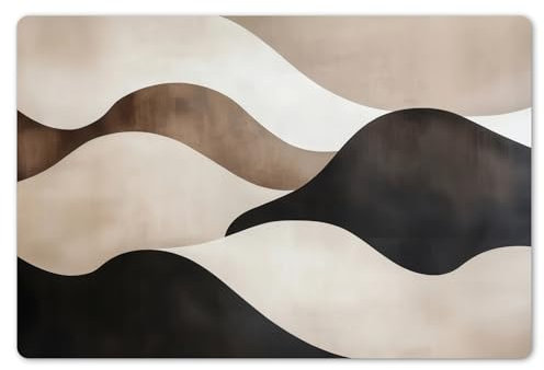 KitchenYeah© Set de 6 Manteles Individuales PVC 45x30 cm Salvamanteles Plástico Tapete para Mesa Comedor Moderno y Lavable Placemat Ondas - Abstracto - Beige