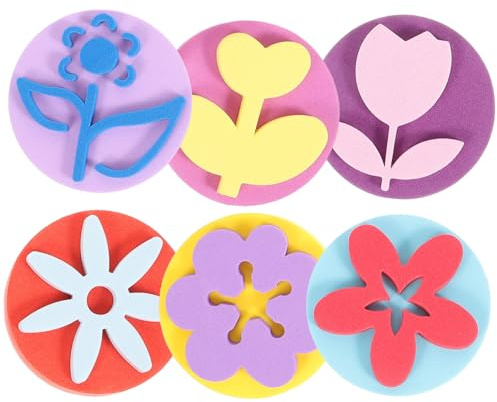 SHINEOFI Kinder Malen Schwämme Stempel Blumen 6 STK | Bunte EVA Schwammstempel im Blumen-Design für Studenten Perfekt zum Malen, Basteln und für kreatives Stempeln