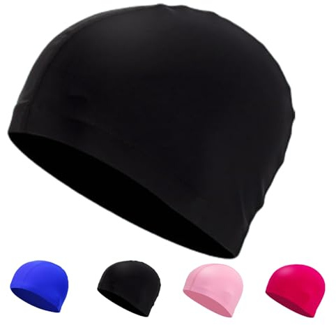SSKHE 1PCS Swimming Cap for Adults,Kids,Swim Hat,Men,Black,Pink,Blue,Deep Pink Cap for Women,Men (black)