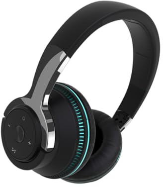 Angoily Casque sans Fil Pliable Stéréo Lumière Respirante Colorée pour Bureau et Téléphone Portable, Casque Audio Confortable et Réglable Noir