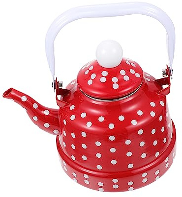 Tetera de Esmalte Roja 1, 1 L Diseño Vintage para Hervir Agua | Acabado Cerámico, Asa Cómoda, Fácil de Limpiar, Adecuado para Café y Té, Uso Doméstico