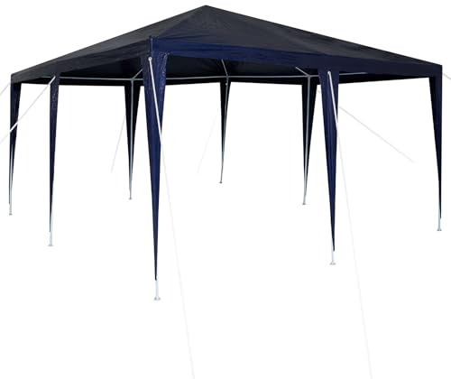 vidaXL Carpa de Fiesta Azul Oscuro 4 x 4m | Resistente al Sol y al Agua, Fácil de Montar, Reuniones al Aire Libre, Acomoda hasta 10 Personas, Diseño Plegable y Portátil. Ideal para Somb