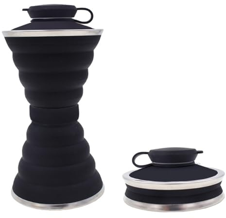 Botella de agua plegable, taza de campamento con carabinador, botella de agua plegable, tazas de ciclismo, viaje a prueba de fugas portátiles de silicona adecuado para actividades al aire libre, depo