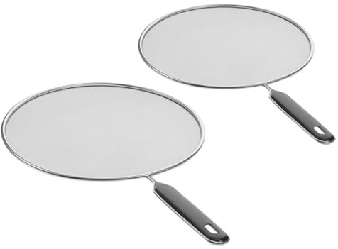 POPETPOP Copertura Anti-schizzi D'olio in Acciaio Resistente 25 33 Cm Per Cucinare, Schermo Antispruzzo a Rete Per Pentole, Protezione Dalla Fuoriuscita Di Olio Caldo, Set Da 2 Pezzi Per Uso Domestico