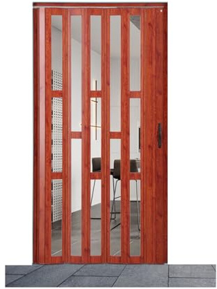 Invisible Pleated Door Curtain Accordion Doors Interior Outdoor Sliding Track Barn Door with Aluminum Frame with Lock, Fits Sliding Doors (Front/Back/Patio/Balcony)(WxH 79x80in(198.5x203cm))