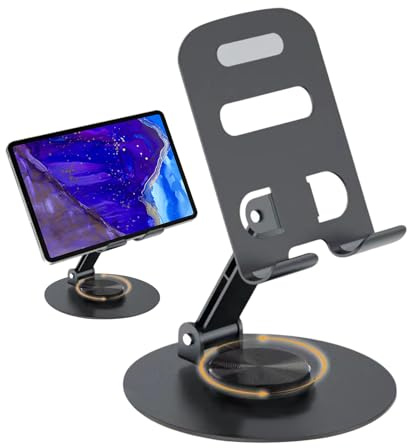 Porta regolabile - supporto per telefono cellulare rotabile, anking con un angolo di visualizzazione flessibile | Porta smartphone pieghevole, supporto per tavolo portatile per tavolo da ufficio, conf