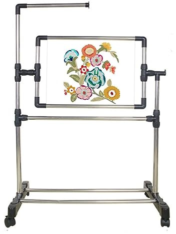Stickständer mit Rädern, höhenverstellbarer Kreuzstich-Bastelhalter, tragbarer Nähtisch für Kunst- und Bastelprojekte