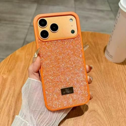 Altartar Handyhülle für iPhone 17 Pro Max Hülle Glitzer,Silikon Schutzhülle für iPhone 17 Pro Max Sparkle Diamant Damen Ultradünn Kameraschutz Case Luxus Bumper Cover Mädchen-Orange