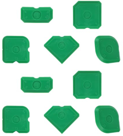 Tinoaly 10pcs Silicone Caulking Tool Kit, Caulk Remover Tool Portable Sealant Scraper Reusable Grout Scraper for Kitchen Bathroom Floor (Green)