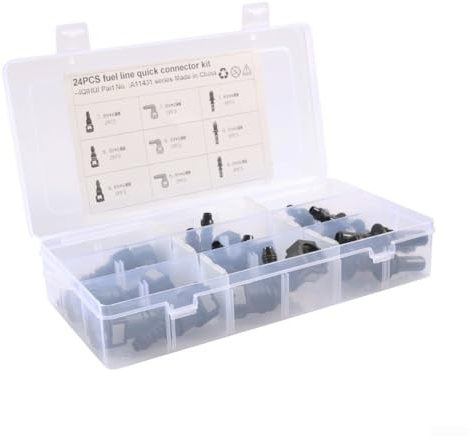 Kits de reparación de conectores rápidos de línea de combustible de 24 piezas compatibles con tuberías de combustible diésel de 7,89 mm, 9,49 mm, 9,89 mm, tamaños para conexiones de manguera