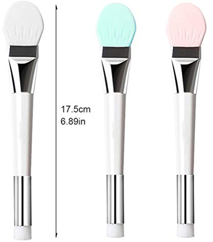 ZJchao Pennello per il Viso, Applicatore Cosmetico a Doppia estremità con Impugnatura Antiscivolo, per Maschere All'argilla, Maschere Leviganti e Alla Paraffina (Bianco, rosa, verde chiaro)