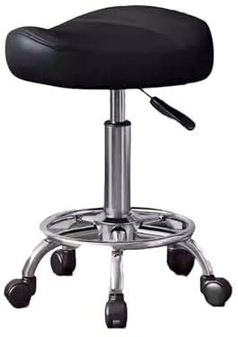 Sgabello a Sella con Ruote, Sedia a Sella ergonomica, Sgabello da Lavoro Girevole e Regolabile in Altezza, Adatto for Massaggi, Saloni di Bellezza, Spa, Uffici(Black)