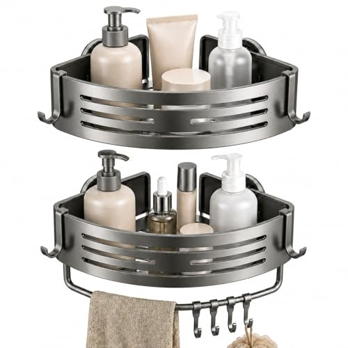 Duschregal Ecke ohne Bohren 2er Set Duschablage mit Saugnapf Aluminium