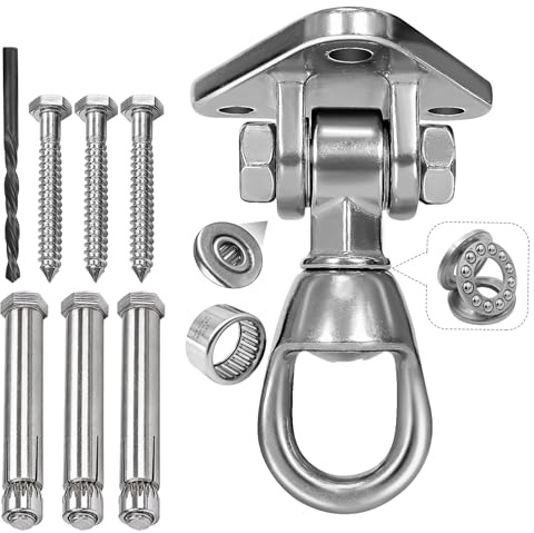 Yyiwhmy 360°+180°Drehbar Schaukelhaken, 304 Edelstahl Deckenhaken bis 362KG | Deckenhalterung Deckenhaken für Hängesessel, Hängematte,Yoga, Boxsack, Schaukel für Holzbalken und Betondecken