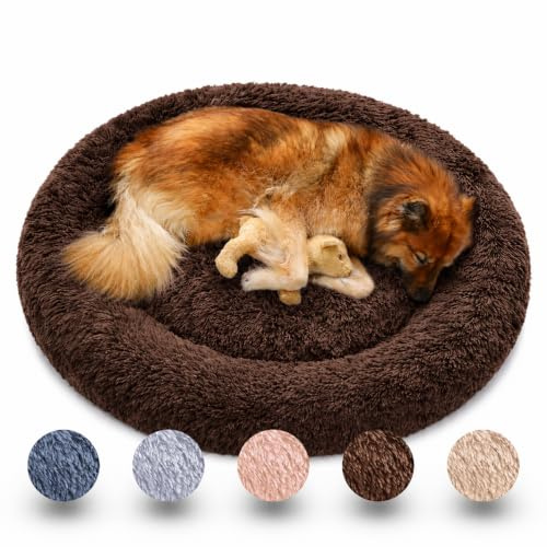 nobelpfote Hundebett Wolke 7 - Kuscheliges Hundekissen, waschbarer Bezug, gelenkschonend für kleine, mittelgroße & große Hunde, Braun, M - 70cm