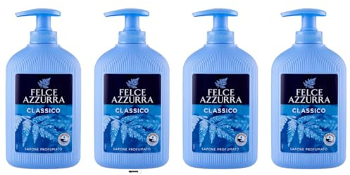 4 X Felce Azzurra Sapone Liquido Classico Sapone Liquido 300ml + Italy shop Portachiavi Gratis