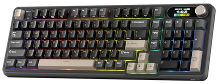 RK ROYAL KLUDGE S98 Teclado mecánico inalámbrico Pantalla Inteligente Mando | 96% Teclado inalámbrico RGB BT/2.4G/USB-C, personalizados intercambiables caliente,ordenador silencioso con sonido cremoso