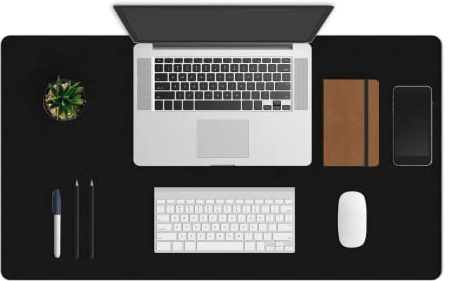 ZBRANDS // Premium Leder Glatte Schreibtischunterlage, Schutz, Verlängerte Rutschfeste Rechteckige Laptop-tastatur-mauspad (Midnight Black) (36 X 20)