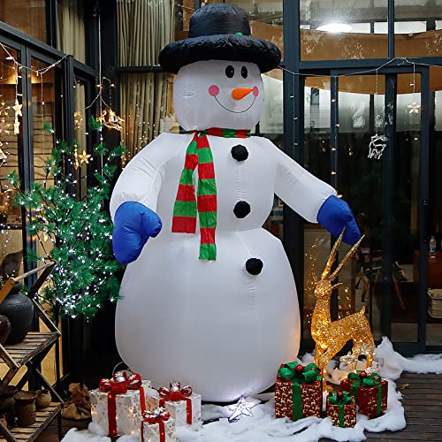 CCLIFE Aufblasbarer Schneemann 240 cm mit LED, Weihnachtsdeko Outdoor | Polyester-Nylon IP44; 3 LEDs, 230/12V; 30 Sek. aufblasbar; Inkl. 6 Heringe & 3 Schnüre; XXL Garten/Weihnachten.