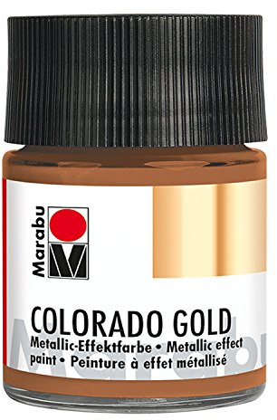 Marabu 12640005794 - Metallic Effektfarbe, Colorado Gold antik kupfer 50 ml, auf Wasserbasis, lichtecht, wetterfest, schnell trocknend, zum Pinseln und Tupfen auf saugenden Untergründen