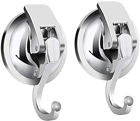 SPTwj - Ganci a ventosa, autoadesivi, colore argento, per cucina, bagno, finestra, vetri, specchi, per appendere asciugamani, strofinacci, confezione da 2