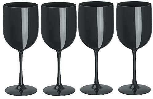 noTrash2003 4er Set Trinkkelch aus Kunststoff für Sekt, Wein und Champagner od. Longdrinks in versch. Farbkombinationen für Events und Feiern (Schwarz)