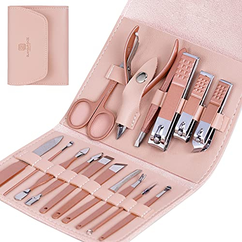 Maniküre-Set, 16-teiliges Maniküre Pediküre Set, Professionelle Nagelknipser Set, Nagelschere & Pediküre Pflegeset Set für dicke Fingernägel Zehennägel Männer Frauen