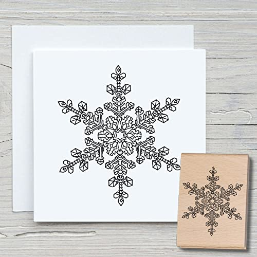 NEWSTAMPS Stempel Schneestern 01 Motivstempel aus Holz & Gummi zum Karten und Geschenke basteln, Holzstempel für Weihnachten, Weihnachtskarte, Winter, Scrapbook, Textilstempel, Deko, Freunde