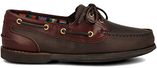 PAYMA - Náutico Mocasín Deportivo Casual en Piel para Hombre. Tallas Grandes 46 47 48. Piel Engrasada. Piso de Goma. con o sin Cordones. Color: Marrón Engrasado; Talla EU 43