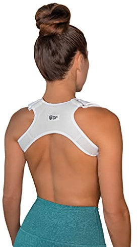 Upper Back Posture and Neck Hump Corrector - for Women and Men - Support Brace and Straightener for Pain Relief - Rounded Shoulder and Buffalo Hunchback Alignment - Discreet Under Clothes - White