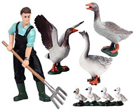 Gcroet 5stücke Bauernhof Tier Zahlen Spielzeug realistische Landschaft Tier Figuren mini Lernen pädagogisches spielset Kuchen Topper Ornamente,simuliertes Duck Gans Spielzeug,Farm Tier Spielzeug Set