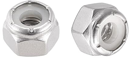 sourcing map 25 Stück 1/4-20 UNC Sechskant Kontermuttern mit Nyloneinsatz, Edelstahl 304, glatte Oberfläche