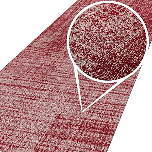 ANRO Teppich Läufer Wohnzimmer Flur Schlafzimmer Küche Küchenläufer Küchenteppich rutschfest Meterware Anton Rot 100 x 180cm Neuheit
