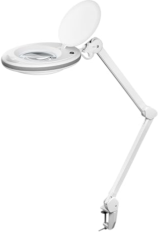 goobay 60360 LED Lupenleuchte mit Klemme/Lupenlampe aus Plastik / 8 W Leistungsaufnahme, Farbtemperatur 6500 K/Lichtstrom 650 lm/Betriebsspannung 230 V (AC) / Weiß