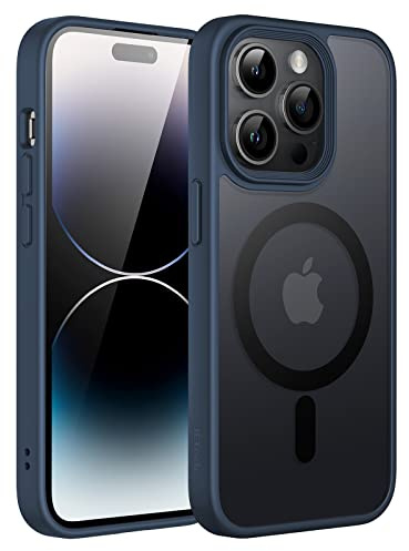 JETech Magnetic Case for iPhone 14 Pro 6.1-Inch Compatible with MagSafe, Translucent Matte Back Slim Shockproof Phone Cover (Storm Blue)