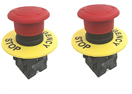 YQBOOM 22 millimetri 2 NC fungo rosso arresto di emergenza pulsante interruttore AC 600 V 10 A (2 pezzi)