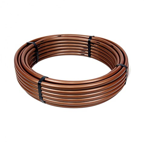 AkvoDrip Tropfrohr 16mm Druckkompensiert - 33cm Tropferabstand - Perlschlauch Tropfschlauch - 25m bis 100m in Schwarz und Braun (25m, Braun)