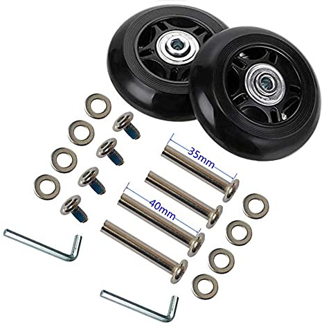 LOTOWELZON 1Paar Schwarz Mute Gepäck-Ersatzrollen 64/68/70/75/80/84/90mm Dicke 24mm mit 6mm Kugellagern Reparatur-Kits ABEC 608zz für Koffer und Inline Outdoor Skate (OD80xThk24mm/3.15x0.94in)