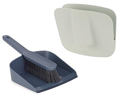 Joseph Joseph CleanStore Set Scopino e Paletta per Uso Domestico, Palletta Richiudibile e Bordo in Gomma, Setole Morbide